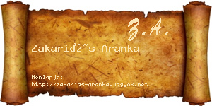 Zakariás Aranka névjegykártya